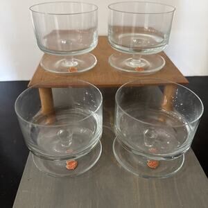 Rare ARCADIA Crystal Footed Dessert Dish/Bowl Set Of 4 Vintage Made In Romania